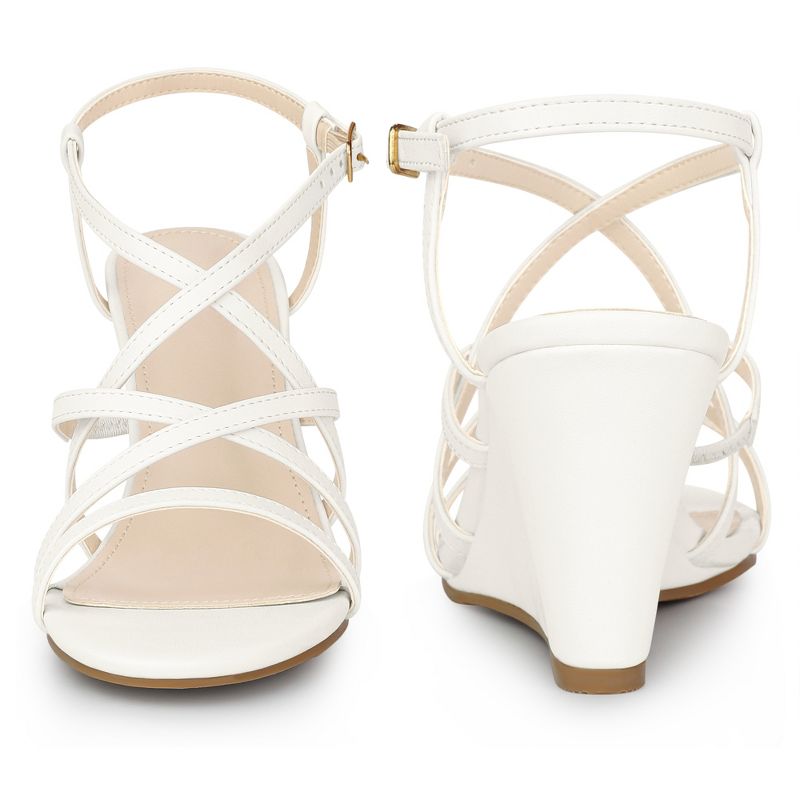 Perphy Women's Strappy Open Toe Crisscross Buckle Straps Wedges Sandals, 2 of 5