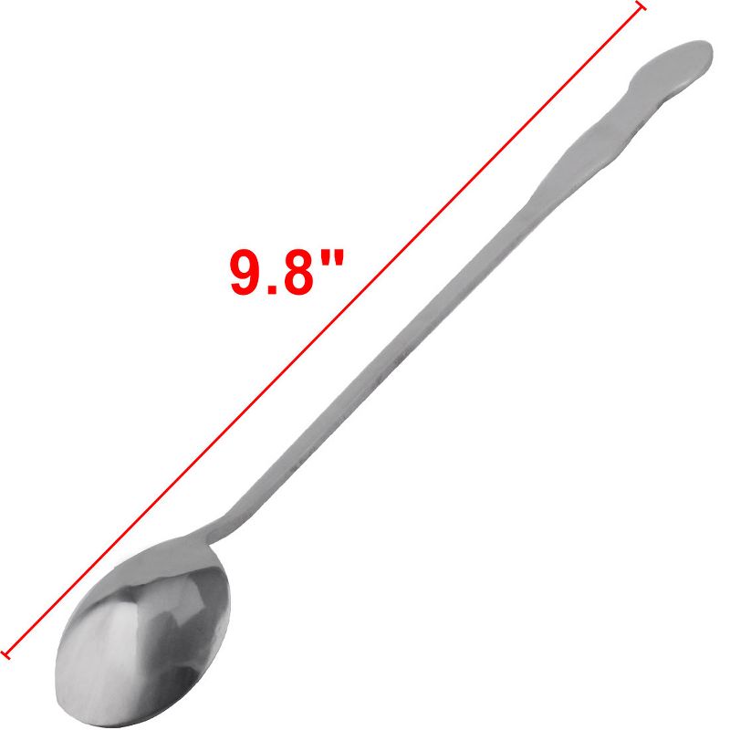 Unique Bargains Stainless Steel Straight Long Handle Tea Latte Coffee Ice Cream Spoons 9.8" x 1.2" Silver Tone 4 Pcs, 1 of 4