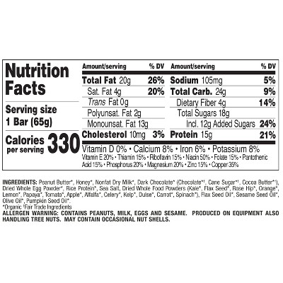 Perfect Bar Gluten Free Dark Chocolate Peanut Butter with Sea Salt Protein Bar - 55.2oz/24ct
