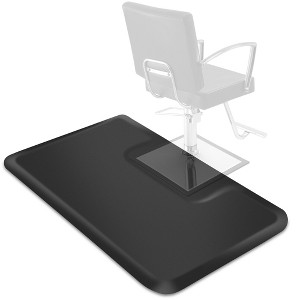 Saloniture 3 ft. x 5 ft. Salon & Barber Shop Chair Anti-Fatigue Floor Mat for Square Chair Base - Black Rectangle 1/2" Thick - 1 of 4