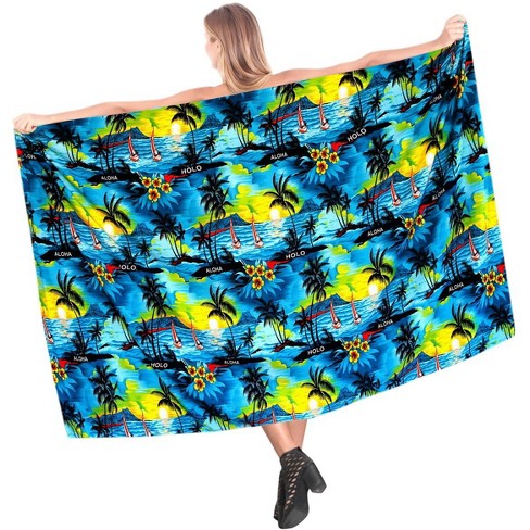 LA LEELA Women's Tie-Waist Sarong - Soft Lycra Beach Wrap Swimsuit Cover Up (One Size Plus)