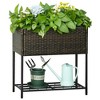 Resenkos Patio Planting Bed, Raised Garden Bed,PE Rattan Wicker Raised Flower & Vegetable Planter, Rack Shelf Box - 3 of 4