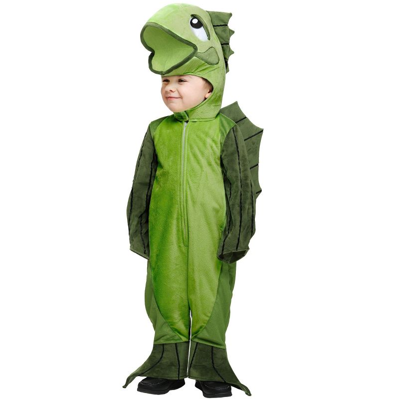 HalloweenCostumes.com 4T   Toddler Fish Costume, Green/Green, 1 of 2