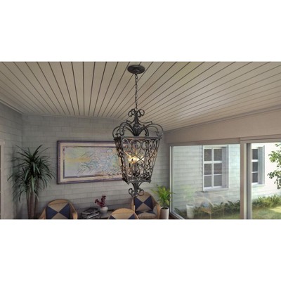 Marcado Black Aluminum 4-Light Outdoor Pendant Lantern
