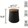 Dracelo 1pcs Patio Black Side Table, With Wood Grain Top, Cylindrical Shape Patio Side Table - 3 of 4