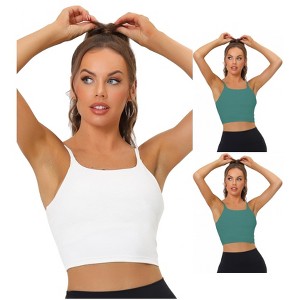 Allegra K Women's Medium Impact Fitness Workout Wireless Padded Longline Sports Bras 3 Packs - 1 of 4