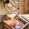 Nightstand, Bed Side Table with 2 Rattan Storage Drawers,Wooden Night Stand Set of 2  with Charging Station, End Table for Bedroom,Living Room - 3 of 4