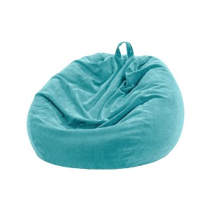 Itopfox Premium Corduroy Bean Bag Chair Cover - Soft, Washable, and Durable Stuffed Animal Storage Solution for Adults and Kids in Cyan - 1 of 4