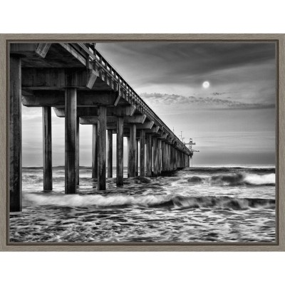 Amanti Art Full moon over Scripps Pier by Ann Collins Danita Delimont Canvas Wall Art Print Framed 24 x 18-in.