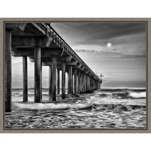 Amanti Art Full moon over Scripps Pier by Ann Collins Danita Delimont Canvas Wall Art Print Framed 24 x 18-in. - 1 of 4