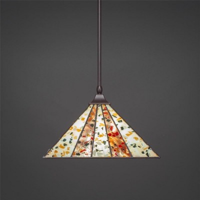 Toltec Lighting Any 1 - Light Pendant in  Dark Granite with 14" Fiesta Art Glass Shade