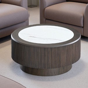 31.5" Modern Round Faux Marble Coffee Table - 1 of 4