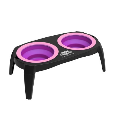 Pink Elevated Cat and Dog Food Bowl Stand with Non-Slip Base