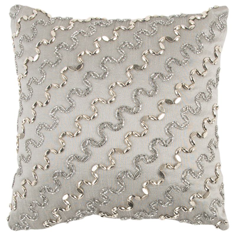 12&#34;x12&#34; Striped Square Throw Pillow Silver - Rizzy Home, 1 of 7
