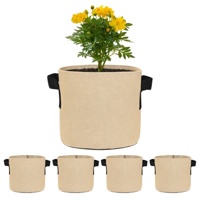 Unique Bargains Thickened Fabric Durable Handles Multipurpose Good Drainage Plant Grow Bags 5 Pcs