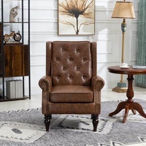 MOONMISS Wood Frame Armchair, Modern Accent Chair Lounge Chair with Sturdy Wood Legs for Living Room Bedroom - 1 of 4