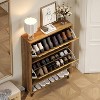 Tribesigns Shoe Cabinet with 2 Flip Drawers, 31.5" Narrow Hidden Shoe Storage Cabinet, Cabinet Organizer for Entryway Hallway, Walnut - 3 of 4