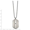 Black Bow Jewelry Antiqued Brushed Stainless Steel & Black CZ Dog Tag Necklace, 20 Inch - 2 of 4