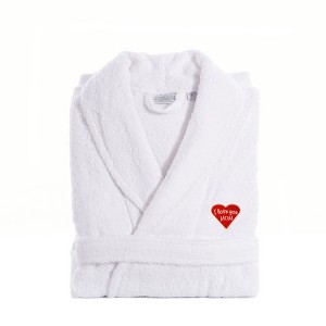 Linum Home Textiles "I Love You Mom" Embroidered White Terry Bathrobe - 1 of 4