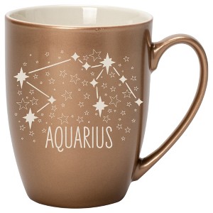 100 North Zodiac 10 Ounce Bronze Metallic Finish, Comfortably Fits Your Hands, New Bone China Coffee Tea Cup Mug, Aquarius - 1 of 1