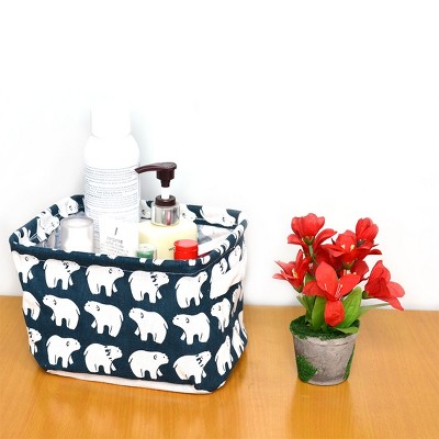 PiccoCasa Polar Bear Pattern Cotton Blends Decorative Storage Bins 8.3"x6.7"x5" Polar Bear 1 Pc