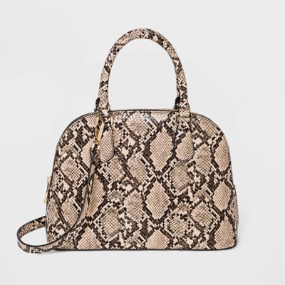 beige snake print bag