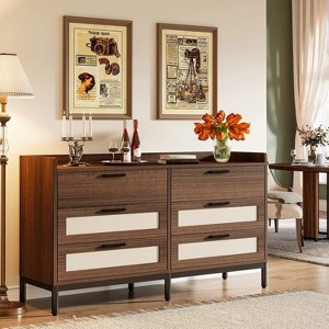 Hommoo 55 Inches Long 6 Drawer Double Dresser Brown - 1 of 4