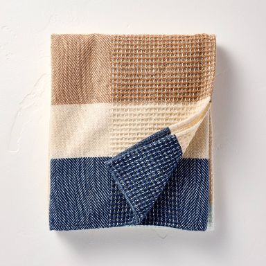 Striped Throw Blanket Cream/Blue - Hearth & Hand™ with Magnolia