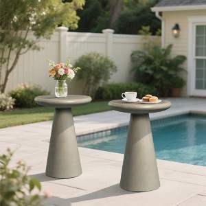 UPHA 16-Inch Round Side Table Set of 2 – Magnesium Oxide Mushroom Shape End Table for Indoor & Outdoor Use - 1 of 4
