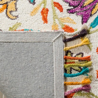 Ivory and Purple Hand-Tufted Wool 8' x 10' Area Rug