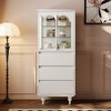 Luck Live 56.88in H Classic high cabinet, living room, and dining room, off-white - 2 of 4