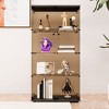 Two-door  Tawny  Glass Display Cabinet 4 Shelves with Door, Floor Standing Curio Bookshelf for Living Room Bedroom Office,  64.7"*31.7"*14.3",Black - 3 of 4