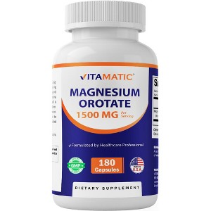 Vitamatic Magnesium Orotate Supplement – 1500mg per Serving, 180 Capsules - 1 of 4