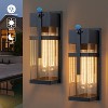 C Cattleya 2-Pack 14.5inch Matte Black Outdoor Wall Lanterns with Clear Tempered Glass - 2 of 4
