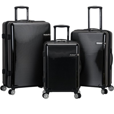 Rockland Horizon Hardside Expandable Spinner Wheel Luggage Black 3-Piece Set (20/24/28)
