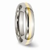 Black Bow Jewelry Titanium and 14K Gold, 5mm Striped Unisex Standard Fit Band - 4 of 4