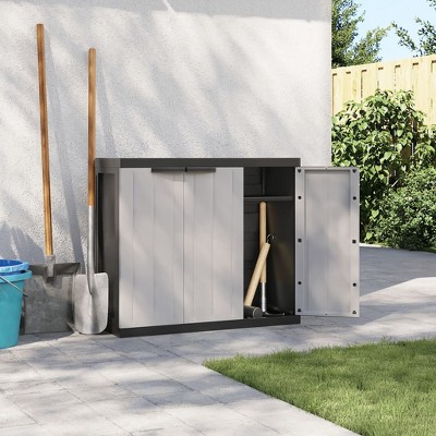 vidaXL Outdoor Storage Cabinet Gray and Black 38.2"x14.6"x33.5" PP