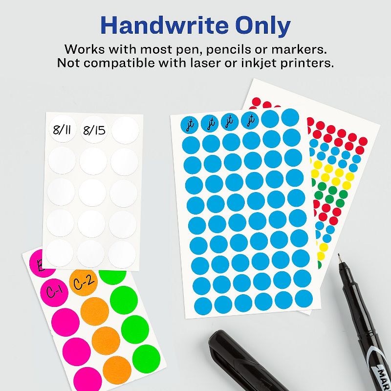 Avery Handwrite Only Removable Round Color-Coding Labels 1/4" dia Assorted 768/Pack 05795, 4 of 8