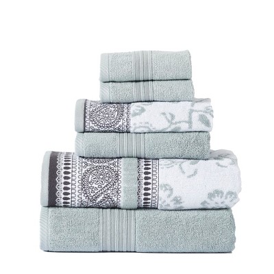 Modern Threads 6 Piece Yarn Dyed Jacquard/Solid Towel Set, Ophelia.