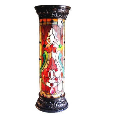 Chloe Lighting Ruby Spectacle Tiffany-Glass 2 Light Victorian Pedestal Light Fixture 30" Tall