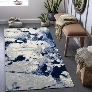 Modern Abstraction Watercolor Washable Rug - 1 of 4