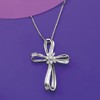 Ross-Simons 0.10 ct. t.w. Diamond Ribboned Cross Pendant Necklace in Sterling Silver - 3 of 4