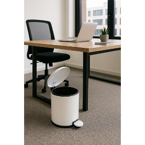 Home Mart Goods 10" Tall White Step Garbage Can with Removable Inner Bucket, Soft-Close Metal Waste Basket with Foot Pedal - 1 of 4