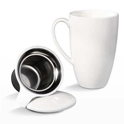 16 OZ Teacup, Ceramic Tea Cup with Removable Stainless Steel Infuser and Lid, Microwave and Dishwasher Safe, A Great Tea Gift for Tea drinkers