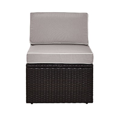 Palm Harbor Gray Outdoor Wicker Center Chair with Steel Frame