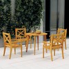 vidaXL 5-Piece Patio Dining Set – Made of Solid Acacia Wood - Round Table and 4 Chairs - Outdoor Furniture for Backyard, Garden or Poolside - 2 of 4