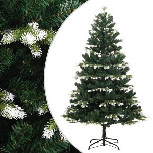 vidaXL Artificial Hinged Christmas Tree with Flocked Snow - 70.9" Lifelike PE Tips, Sturdy Metal Stand - 1 of 4