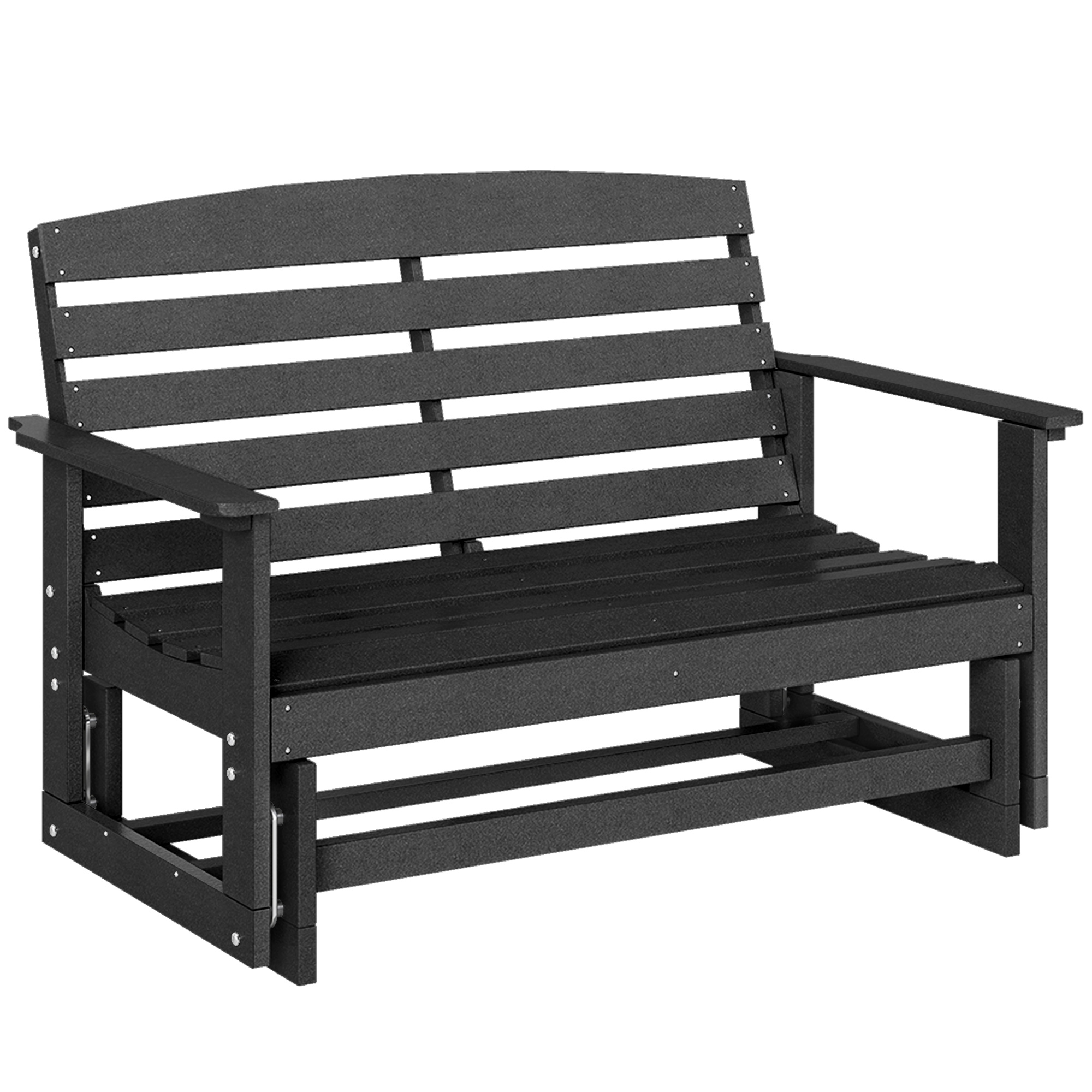 Outsunny 2-Person Outdoor Glider Bench Patio Double Swing Rocking Chair Loveseat w/ Slatted HDPE Frame for Backyard Garden Porch, Black