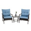 3 Piece Outdoor Wicker Garden Patio Furniture Sets,2 Metal Rattan Arm Chair and Coffee Table Set,Patio Conversation Set with Cushions-Coolbibila - 2 of 4