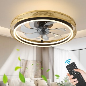 POWLIG 19.68-in 20W LED Ceiling Fan with Lights and Remote Control, Dimmable Brightness and Color Temperatures - 1 of 4